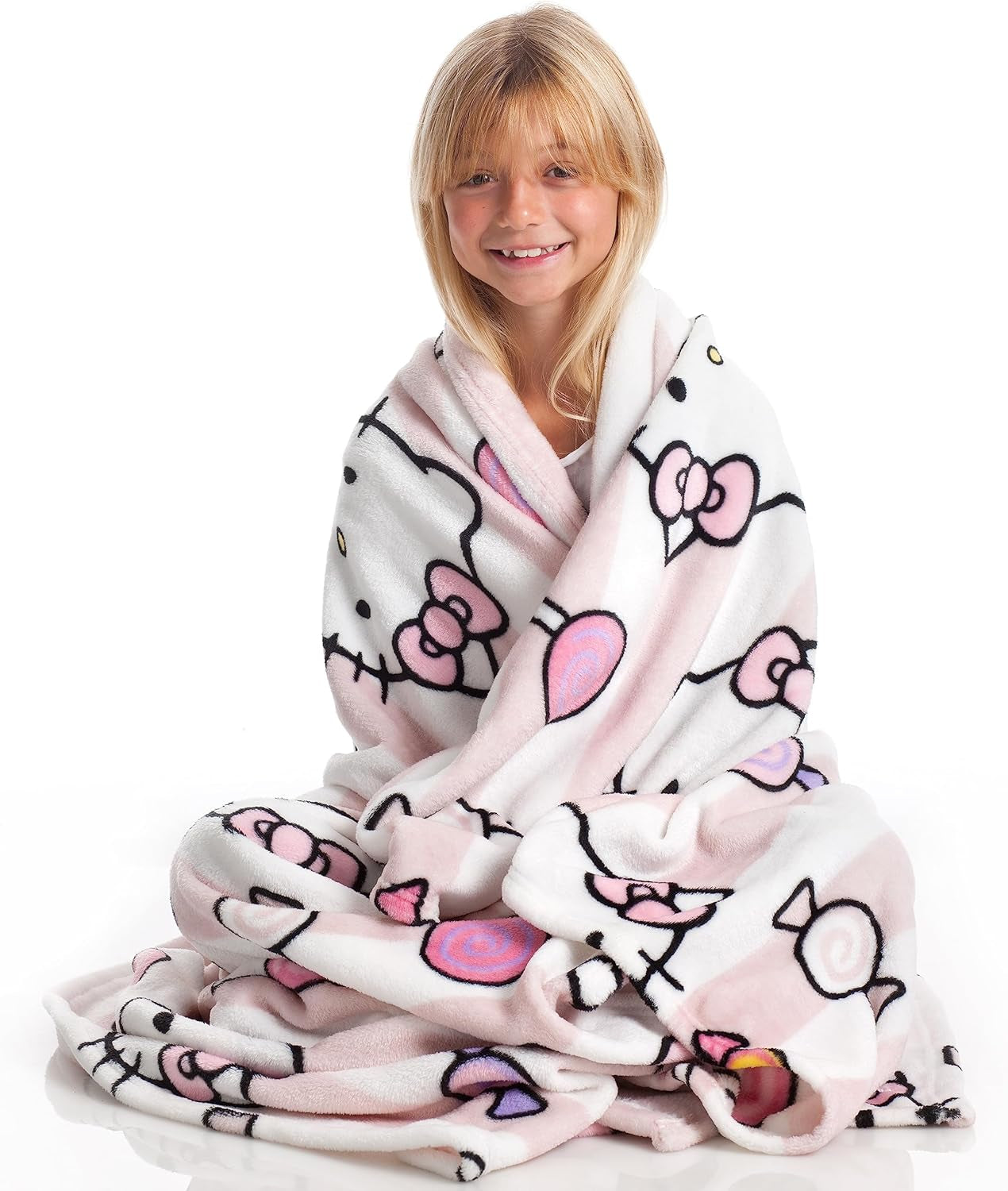 Hello Kitty överkast, rosa, mjuk filt 130X170Cm, överkast av mikrofiber eller bäddsoffa. Kvalitet med Oekotex certifikat, Sanrio sängar och filtar Besuche den Kanguru-Store