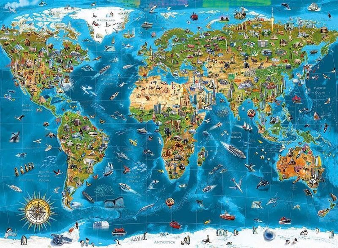 Educa - Världens under, pussel 12000 bitar vuxna och barn från 14 år, världskarta (19057) Puzzle Naty Shop