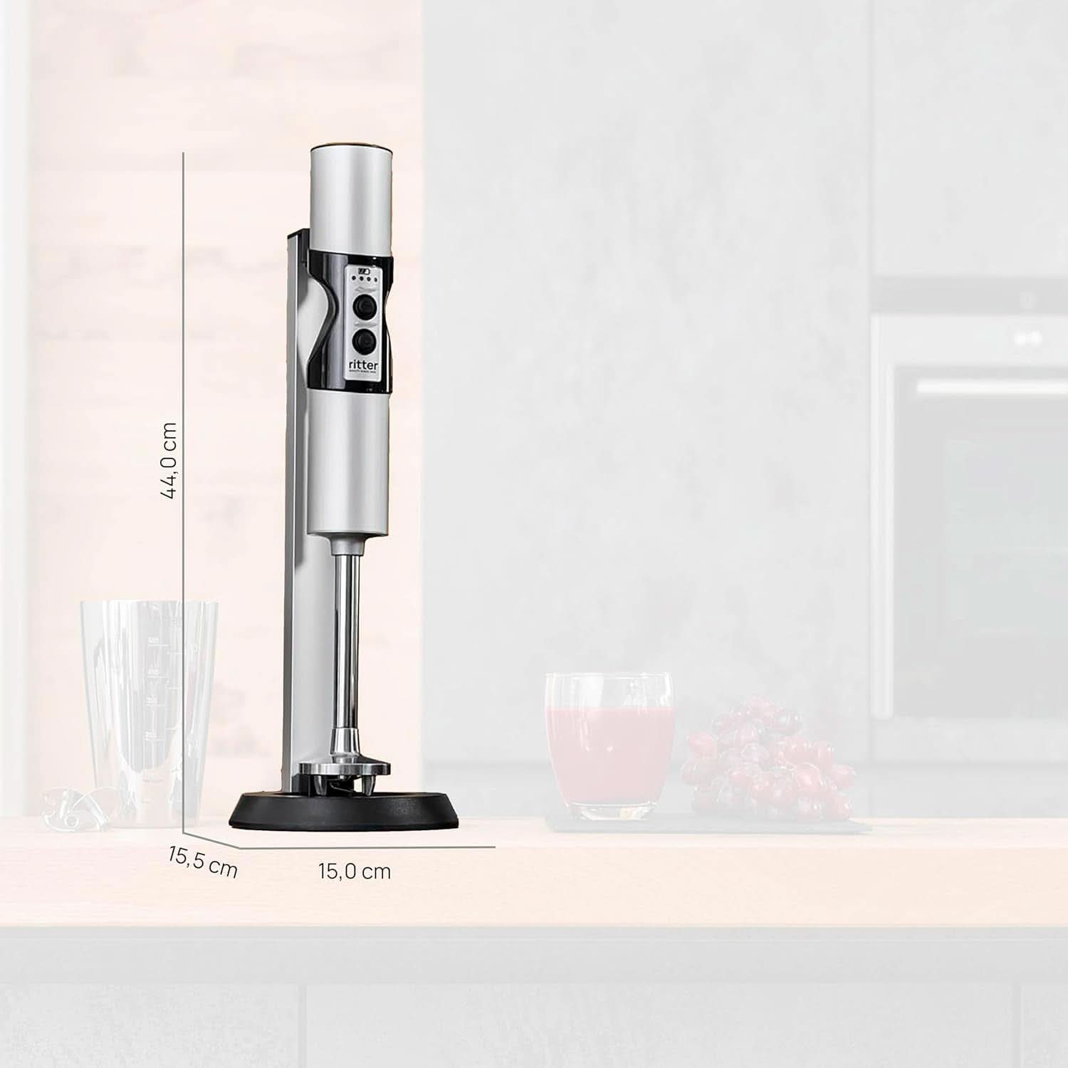 Ritter Stilo 7 plus Kabelloser Stabmixer, Pürierstab Mit Akku Aus Vollmetall, Tillverkad i Tyskland, Silber Kitchen Naty Shop