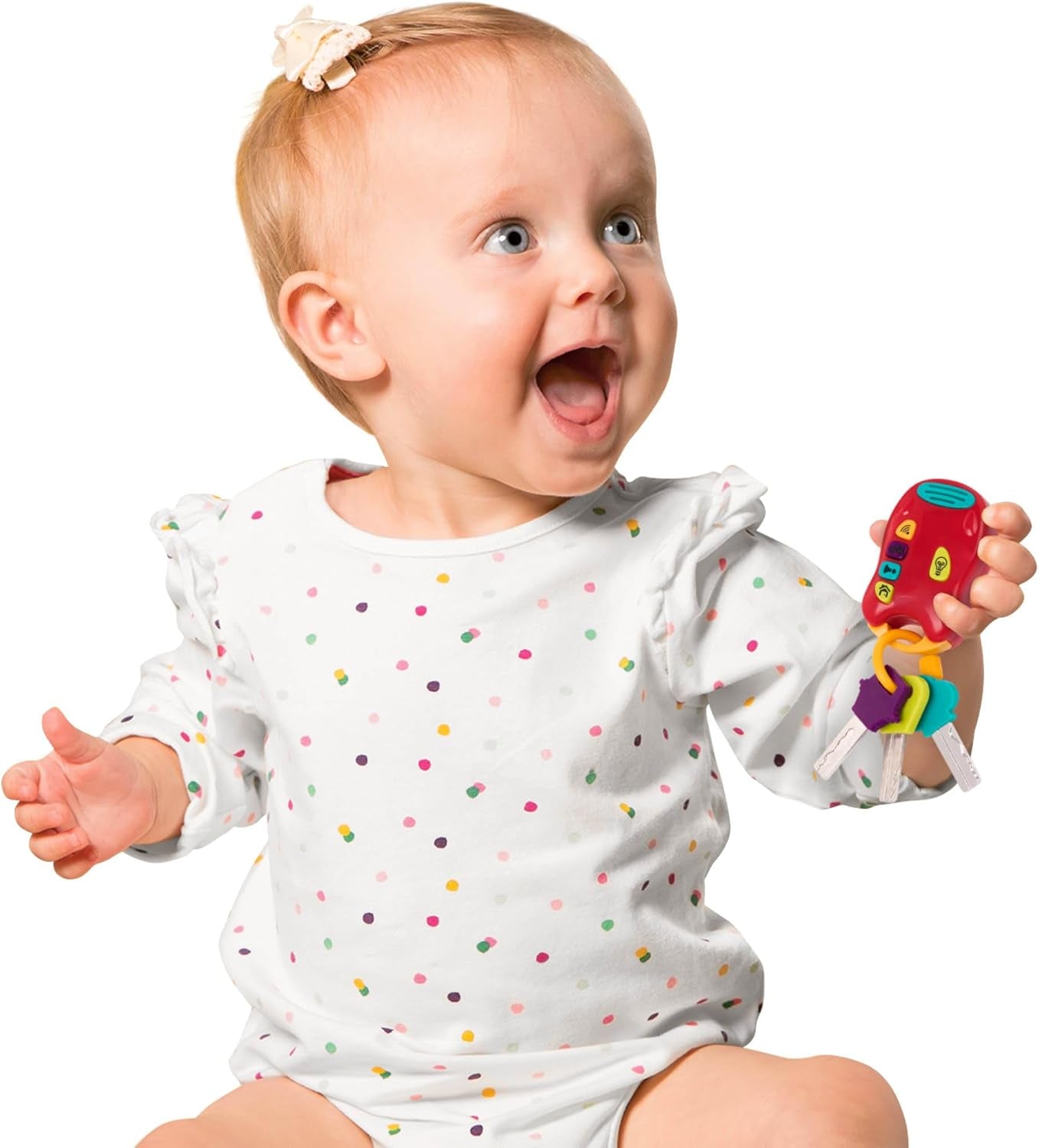 Battat leksaksnyckel babyleksak - Färgglad bilnyckelring med ljus och ljud för barn från 10 månader och uppåt Bebe Toys Naty Shop