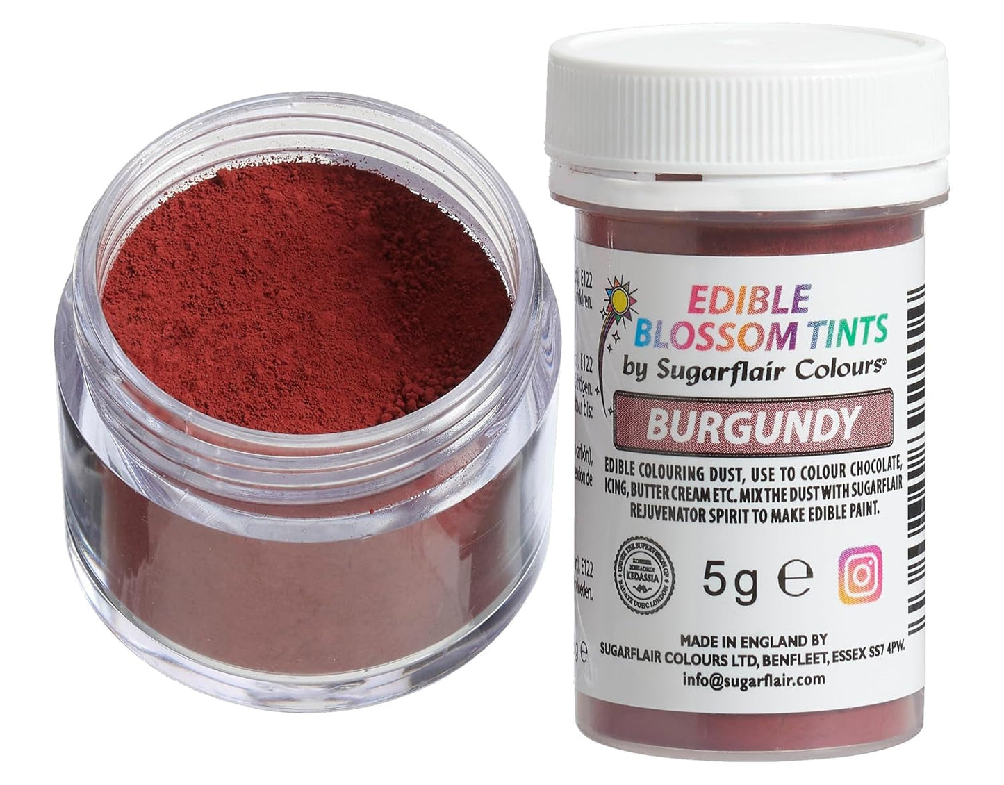 Sugarflair Blossom Tint Dust Burgundy Food Coloring Powder - Livsmedelsfärgpulver för tårtdekorationer, fondant, glasyr, choklad, smörkräm, macarons och mer - 5G