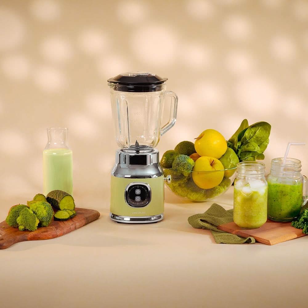 Cecotec Standmixer Retro Retrotwist Green. 800W Maximale Leistung, Pulse-Funktion, 4-Klingen-Messer Mit Schwarzer Titanbeschichtung Och 1L Krug, Vintage-Design i Grün Kitchen Naty Shop