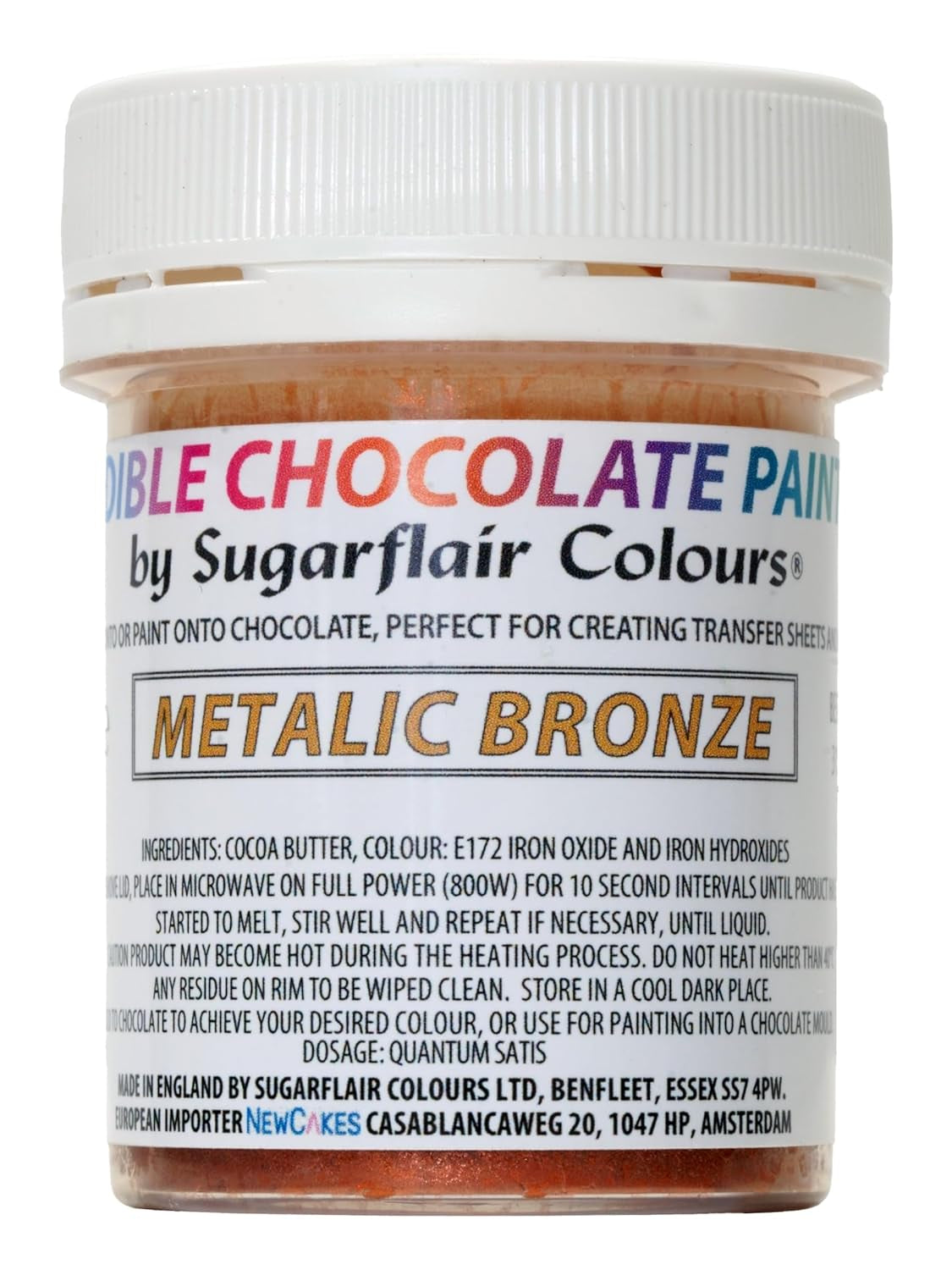 Livsmedelsfärg Sugarflair Choklad Färgämne för choklad, metallisk brons - Färgat ekologiskt kakaosmör, chokladfärg för färgning av choklad, praliner - 35 g