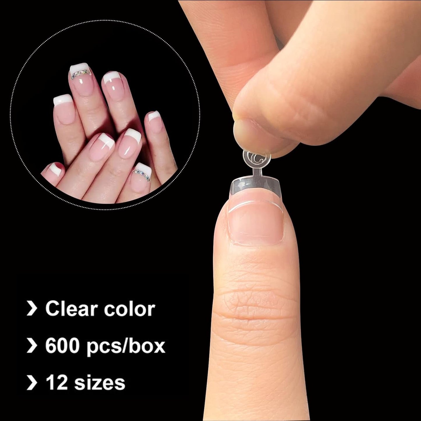 600st Ovala False Nail Tips 12 Storlekar Korta Nageltips Franska Halvtäckande False Nail Tips för Gör-det-själv Nagelsalong Transparent