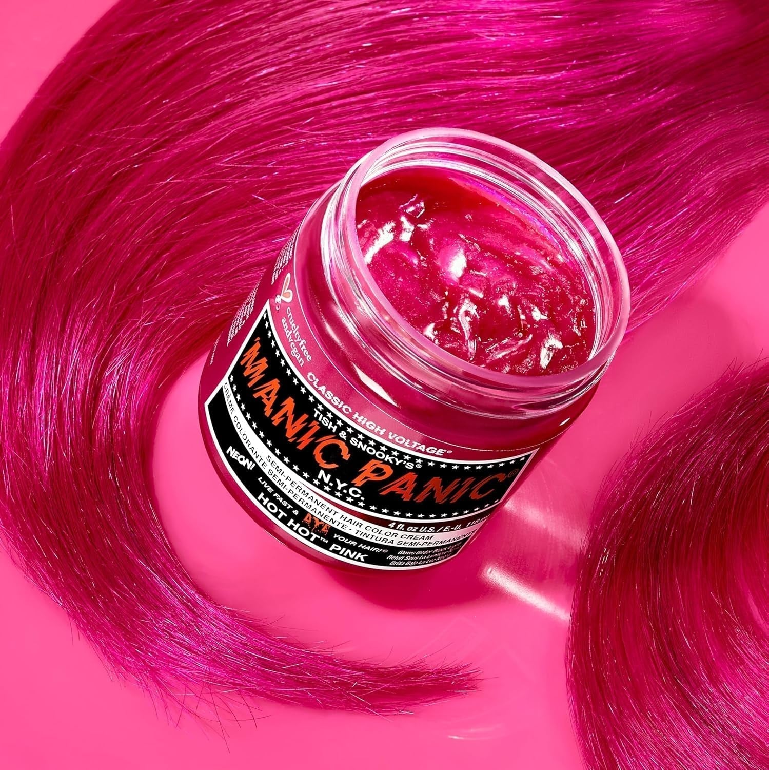Manic Panic Hot Hot Pink Classic Cream Vegano Cruelty Free Semi Permanent Hårfärgning 118ml Naty Shop Hårfärgning