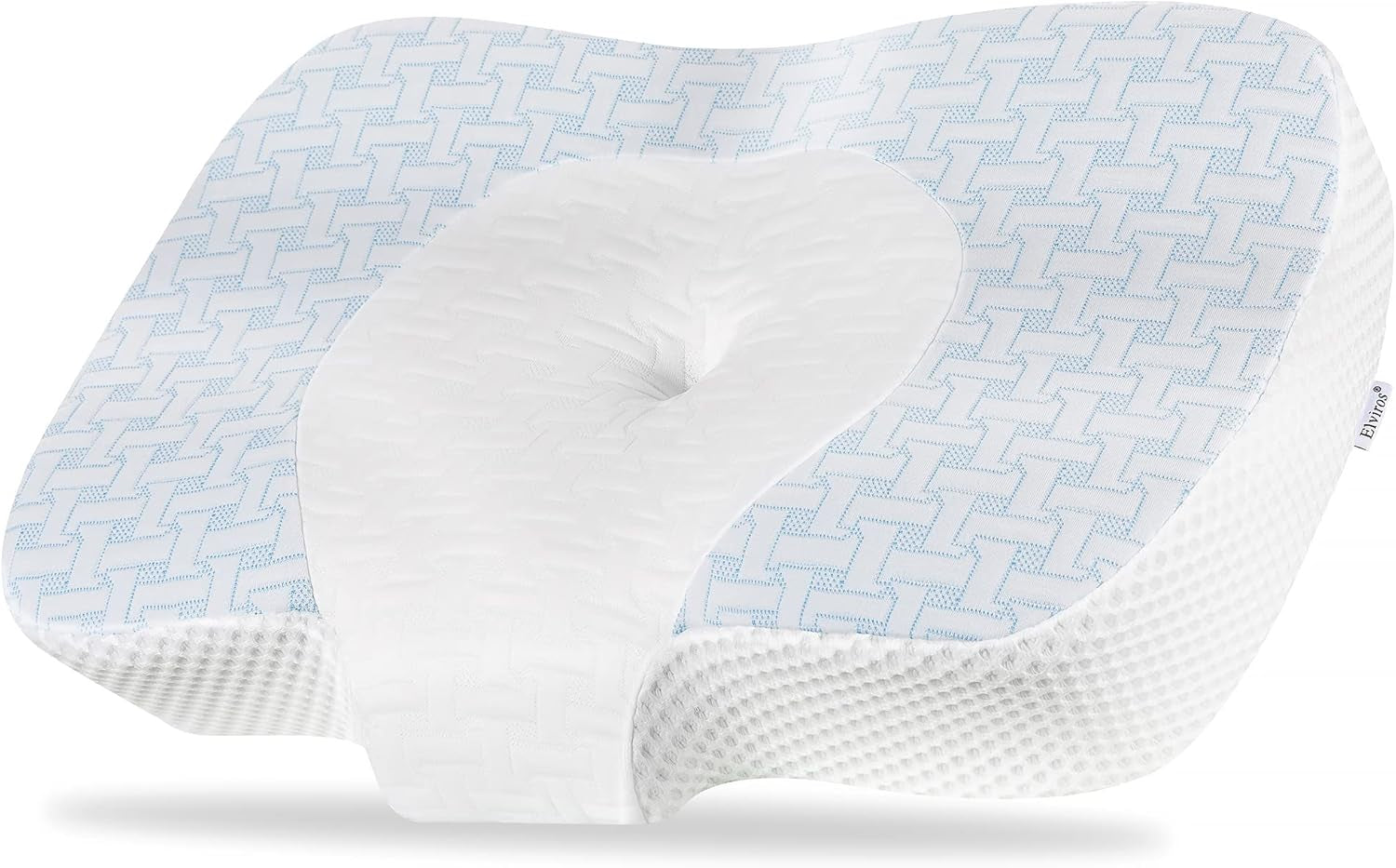 Elviros Memory Foam Ortopedisk Kudde, Nacksmärtskudde, Sömnkudde, Ergonomisk Nackkudde, Nackstödskudde, Anti Snarkningskudde för Sidosliprar, Magsömmar, Vit Naty Shop Cervikala Ortopediska Kuddar Blå 60 X 38,6 X 9,9/13,5 Cm