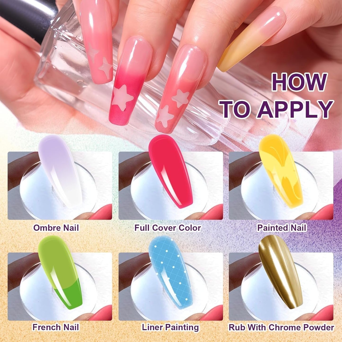 Gradient Painting Gel, 12 färger Ombre Gel Nagellack med 100st Nagelsvampar & 4 Klor Metal Grabber för fransk manikyr DIY Nail Art, Set I