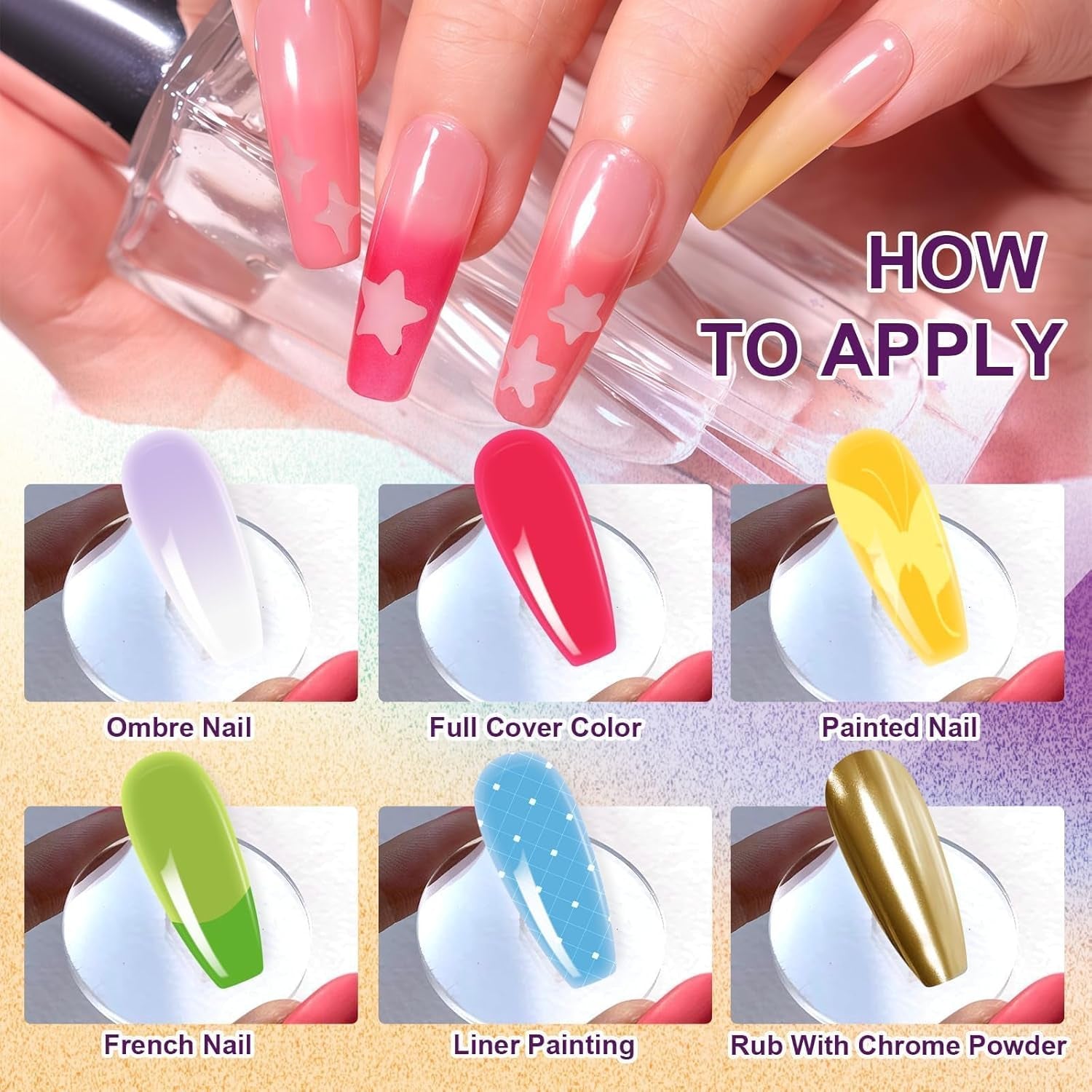 Gradient Painting Gel, 12 färger Ombre Gel Nagellack med 100st Nagelsvampar & 4 Klor Metal Grabber för fransk manikyr DIY Nail Art, Set I