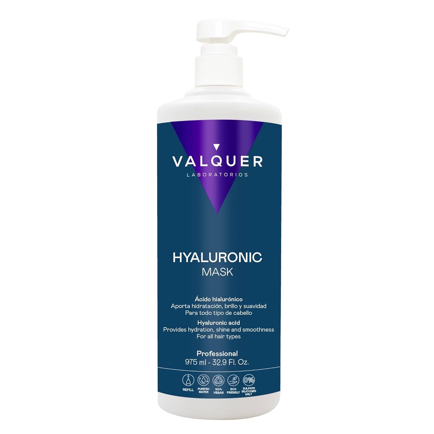 Valquer Hyaluronic Hair Treatment - Återfuktande hårmask med lavendeldoft - Sulfat- och silikonfri - 975 ml Naty Shop hårmask 975 Ml (1 pack) Lavendel