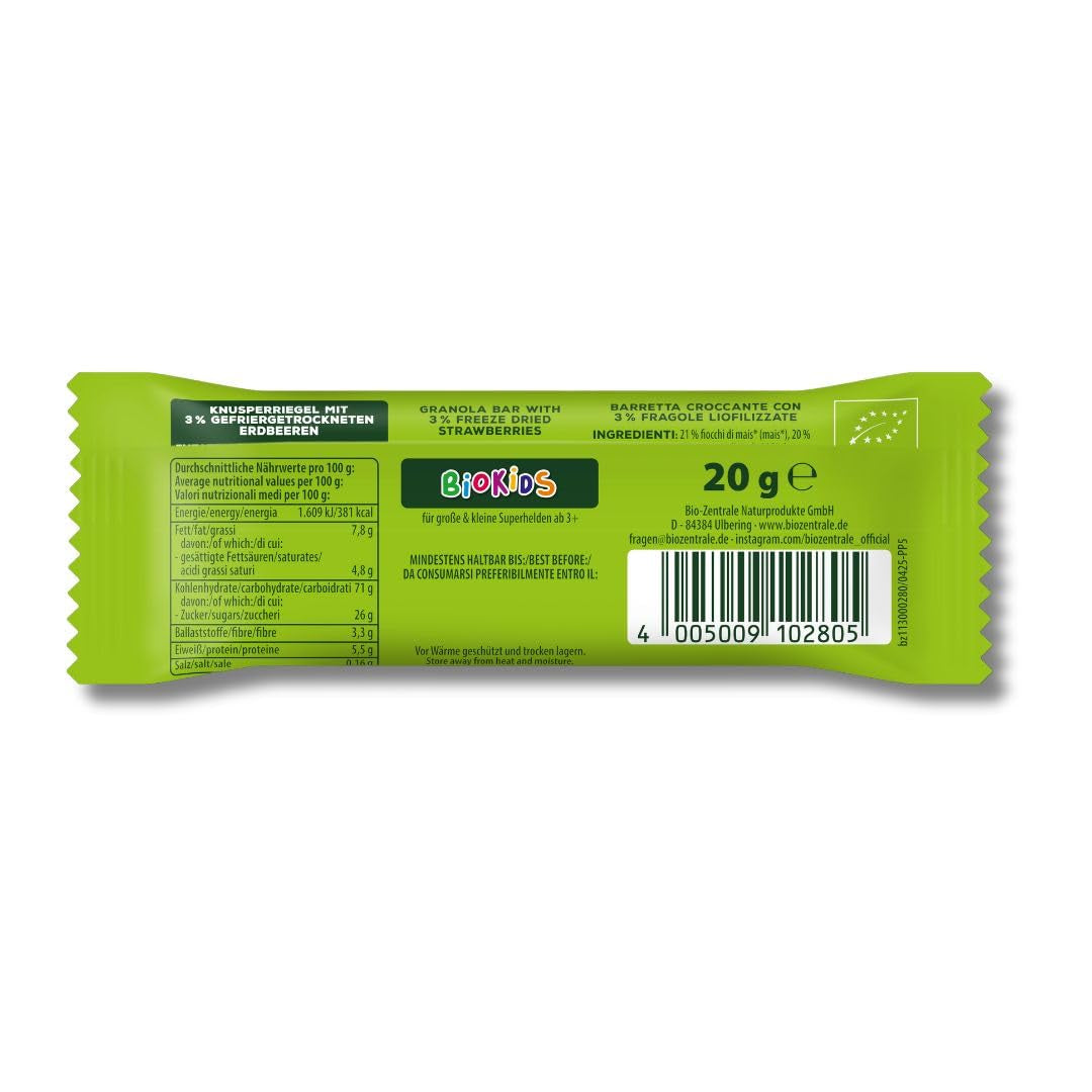 Knasiga jordgubbsstänger 12 x 20g