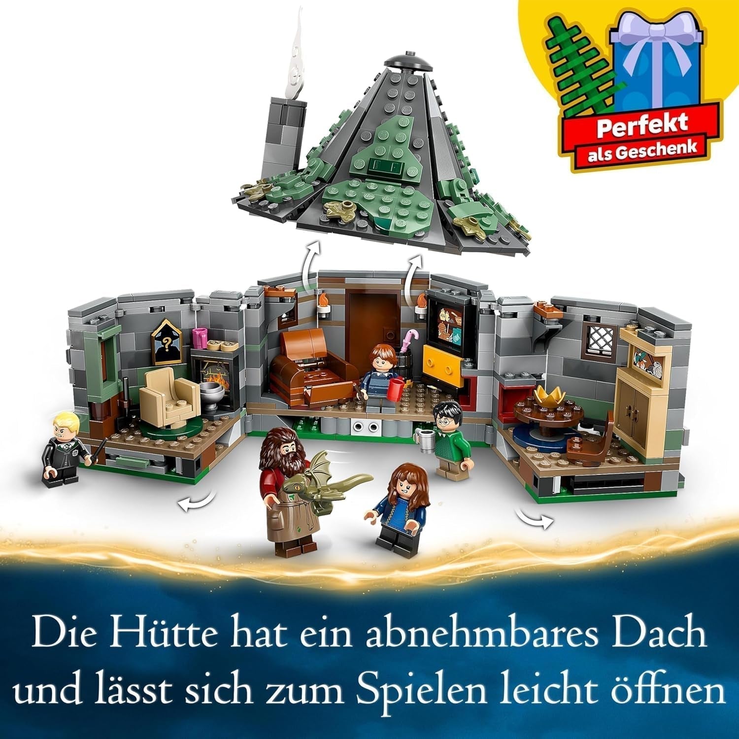 LEGO Harry Potter Hagrid's Hut: Ett oväntat besökset med 5 minifigurer och 2 djurfigurer, present för kvinnor och män, magisk äventyrsleksak, fantasiset 76428 Byggset Beuche den LEGO-Store