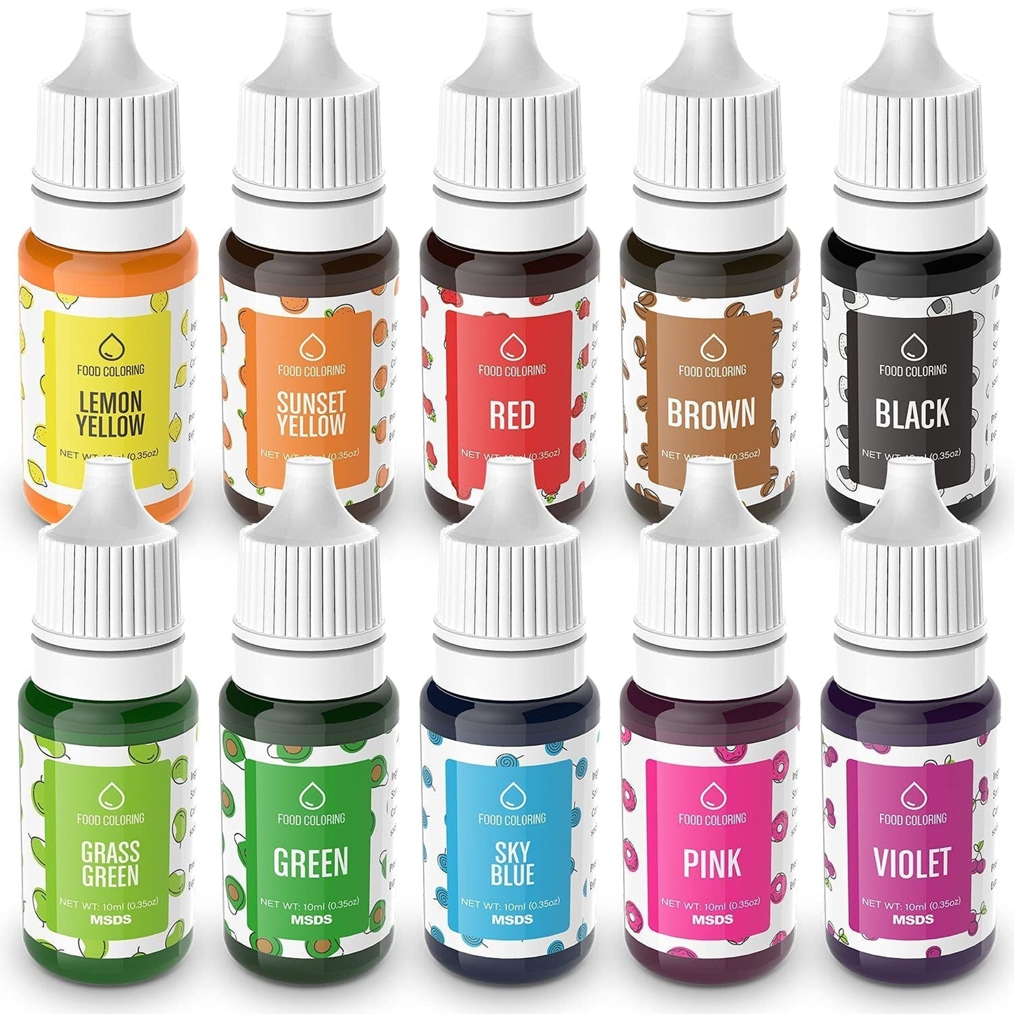 Set med 10 matfärger, flytande, 10 x 10 ml Naty Shop Standardtitel