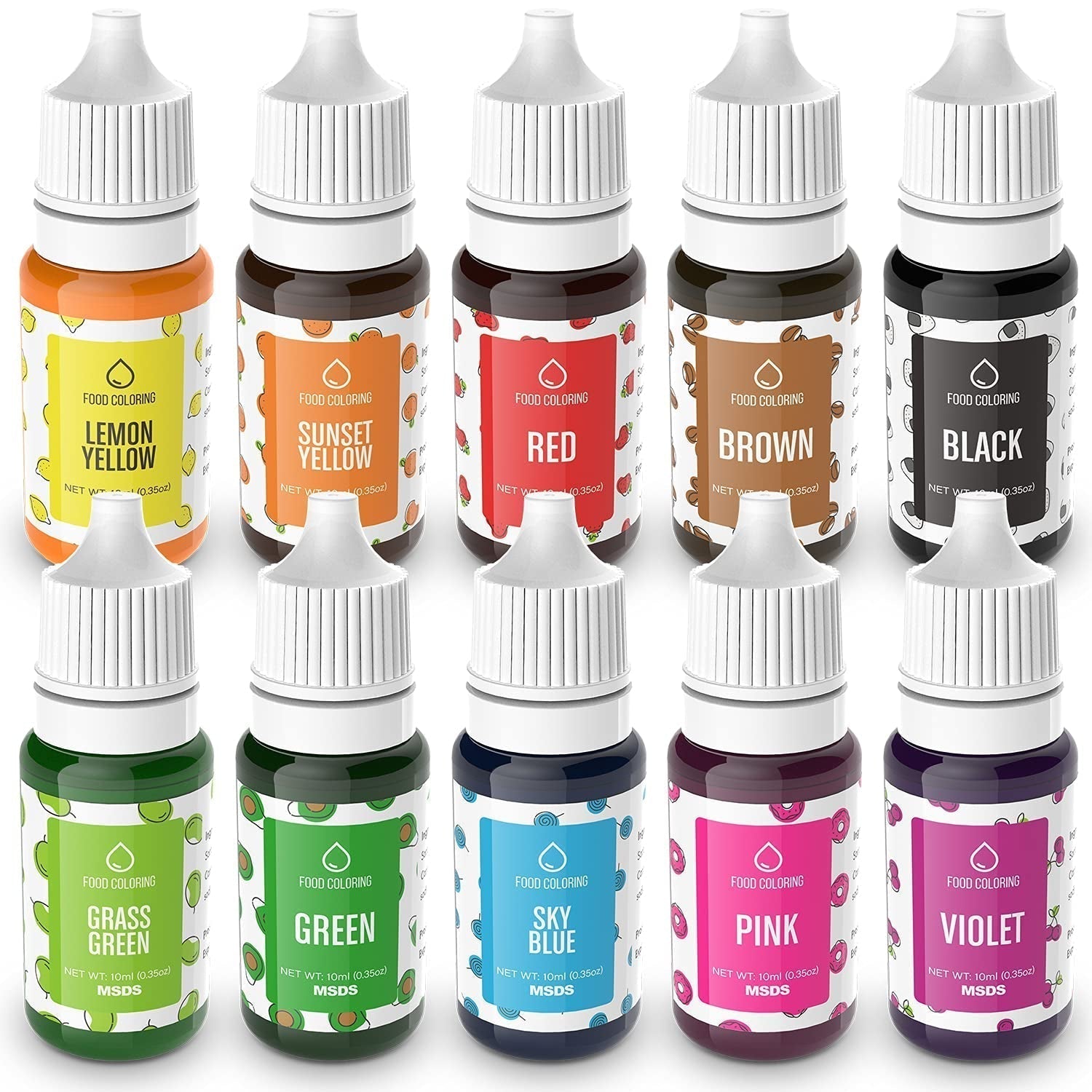 Set med 10 matfärger, flytande, 10 x 10 ml Naty Shop Standardtitel