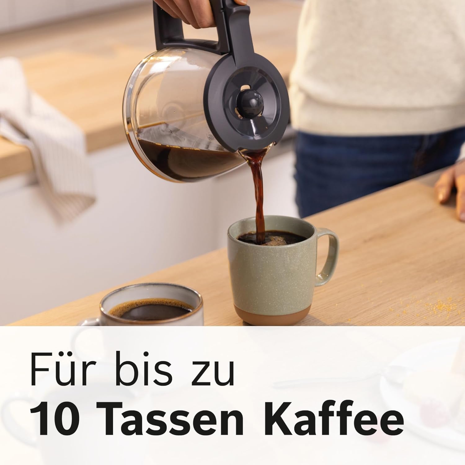 Bosch MyMoment TKA2M113 Filter Espressobryggare, 1,25L glaskaraff, 10-15 koppar, 40 minuters varmhållningsfunktion, Antidroppsystem, Roterande filterhållare, Löstagbar vattentank, 1200 Watt, Mattsvart