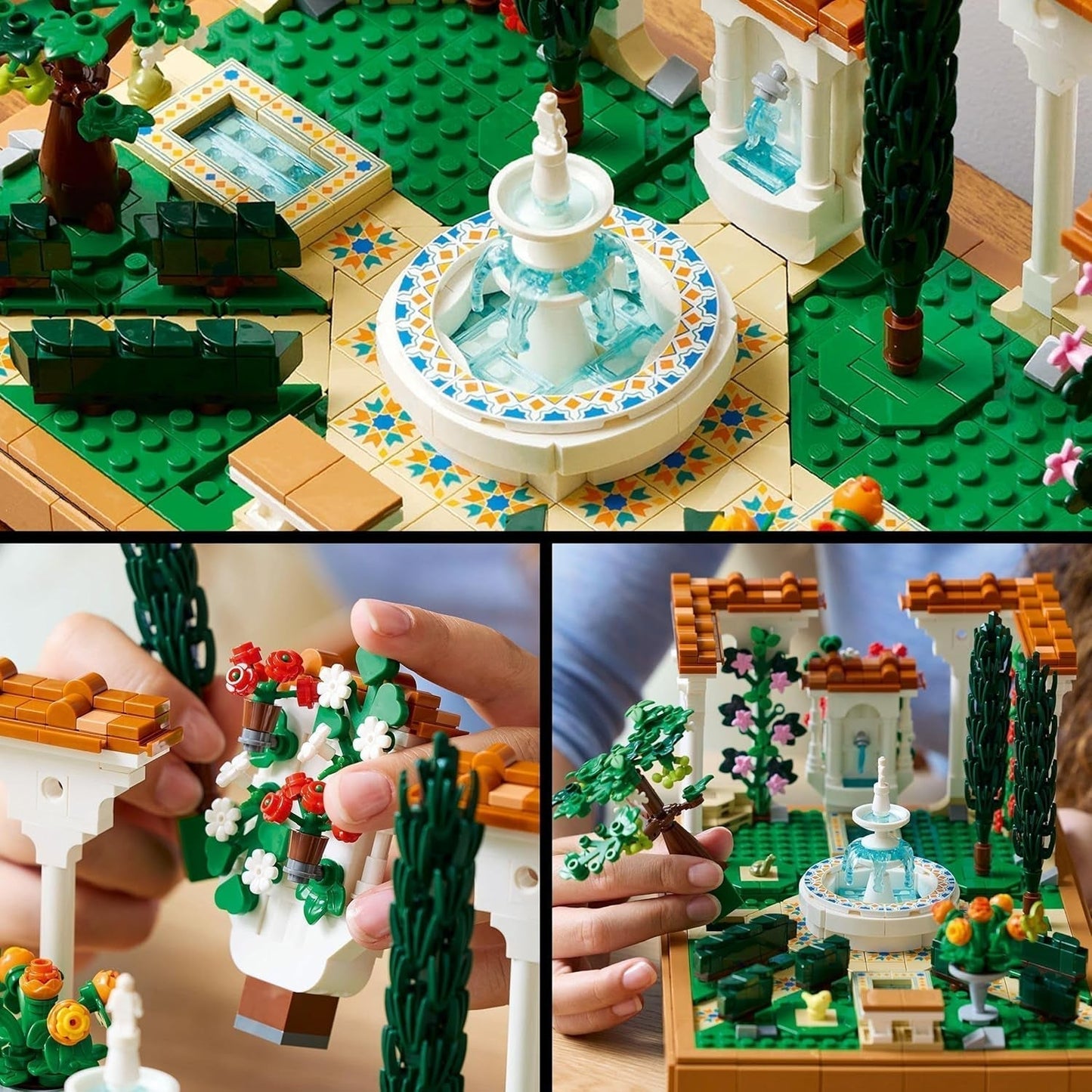 LEGO Icons Fountain Garden - Byggsats i miniatyr för vuxna med löv, cypresser, träd, vinstockar, blommor - Kreativ födelsedagspresent, inflyttningspresent för kvinnor, män - 10359 Byggset Beuche den LEGO-Store