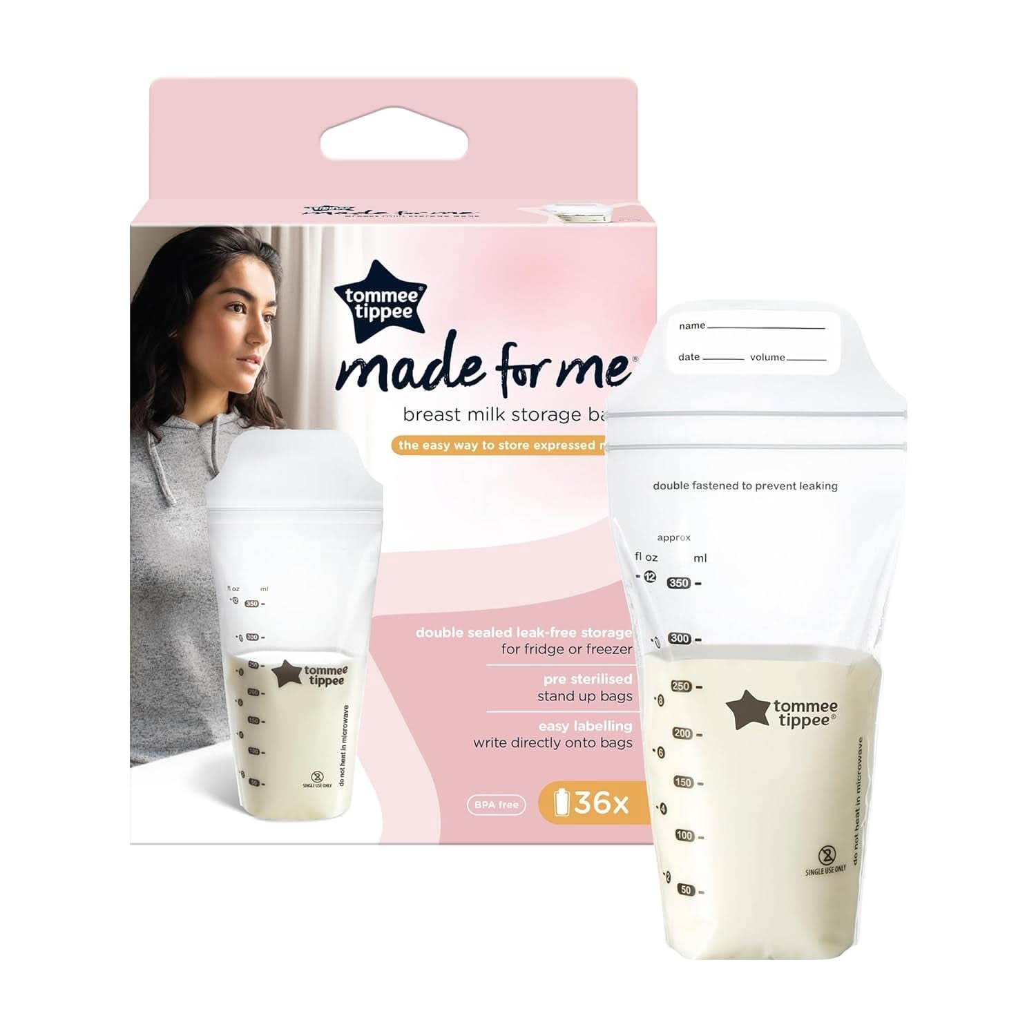 Tommee Tippee Closer to Nature Förvaringspåsar för bröstmjölk, försteriliserade, 350 ml Tillbehör Mat och amning Bebe Naty Shop