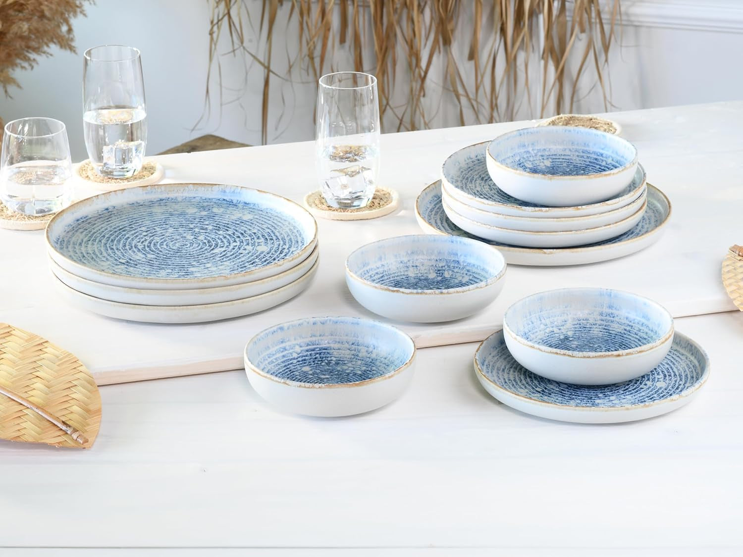 CreaTable, 21652, Uno Mykonos-serien, 12-delat servisset, porslinstallrikar, diskmaskin och mikrovågssäker, tillverkad i Portugal