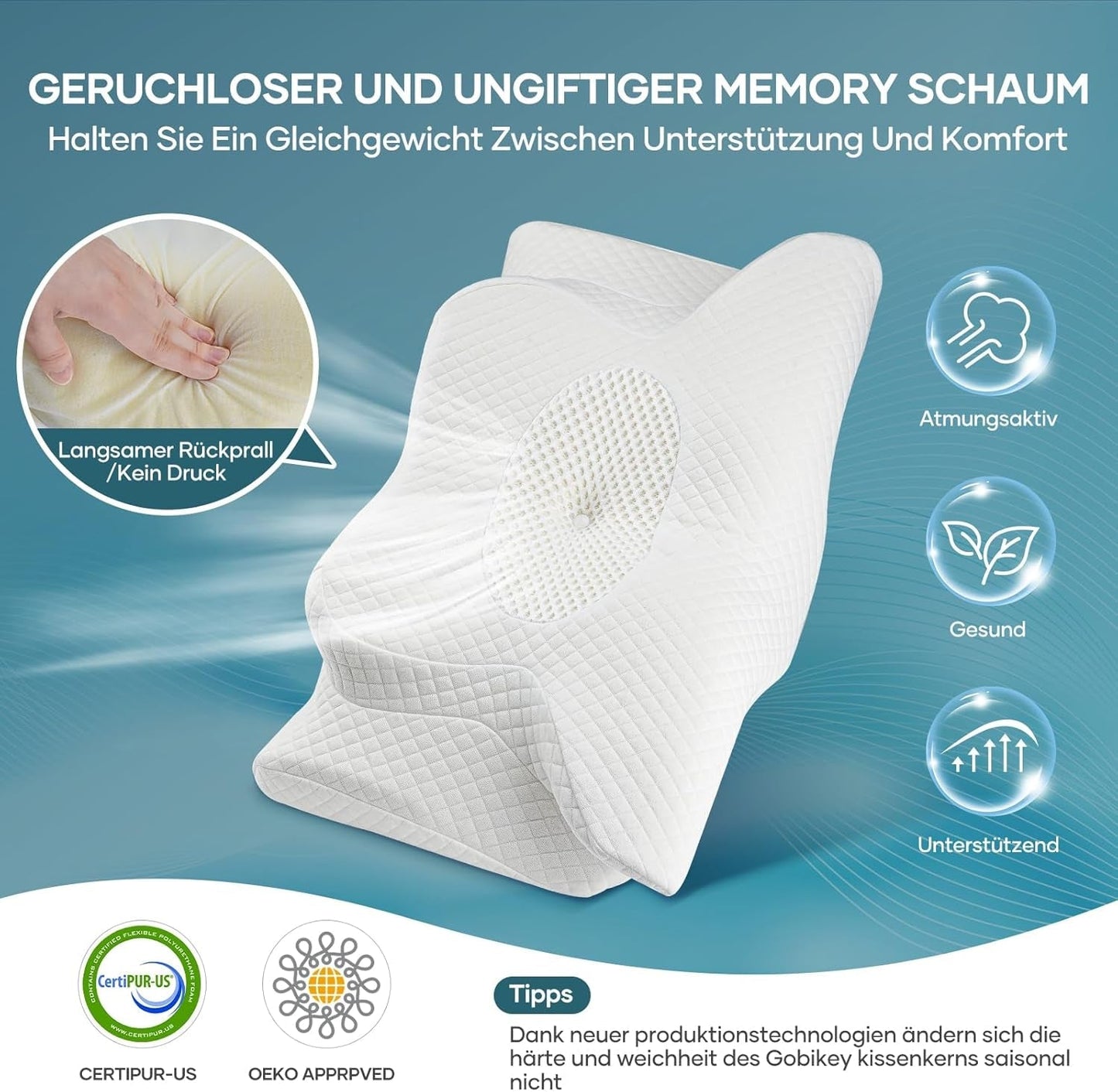 Nackkudde Huvudkudde Ortopedisk kudde Memory Foam Kudde Ergonomisk huvudkudde Nackstödskudde Anti-sidoslagskudde för sido-, rygg- och magsyllar Vita cervikala ortopediska kuddar Naty Shop