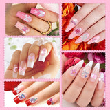 200 bitar Nail Art Charms 3D Nail Art dekorationsset Rosett Nagelhänge Rosa blandad stil Rosett Blomma Nalle Lollipop Hjärtaform Nagelkonstdekoration DIY Craft Nageldesign