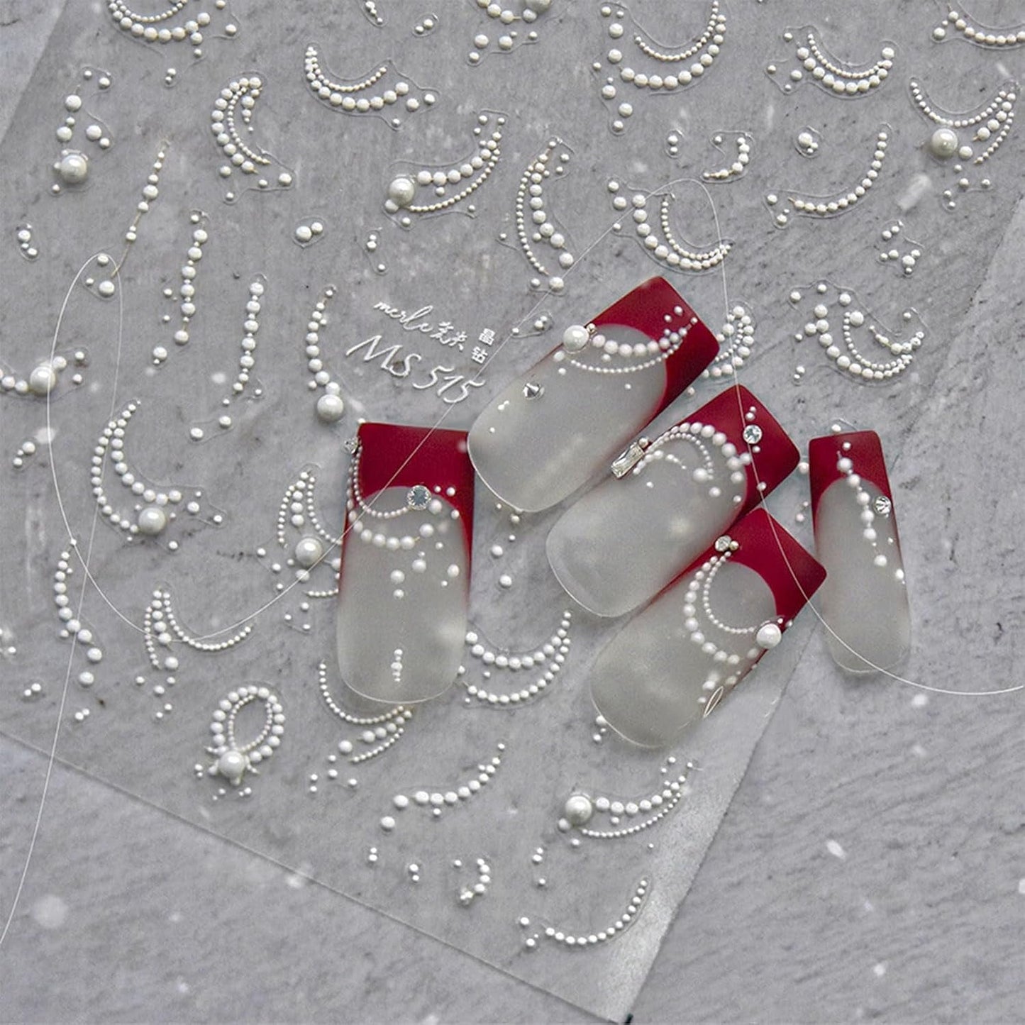 JMEOWIO 3D Nagelsticker Perlenlinie Nail Art Sticker Selbstklebend Nagelaufkleber 5D Stereoskopisk Dekoration Nageldesign Zubehör 1 Blatt