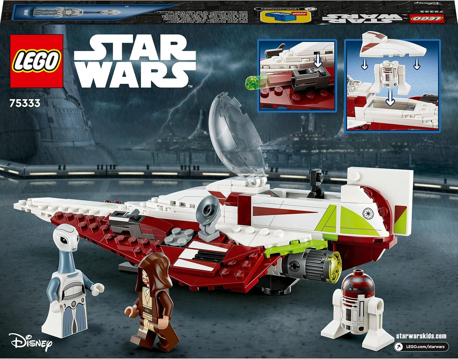LEGO Star Wars Jedi Starfighter Obi-Wan Kenobi, byggbar leksak med Taun We, Droidfigur och ljussabel, Attack of the Clones Set 75333 Byggset Besuche den LEGO-Store