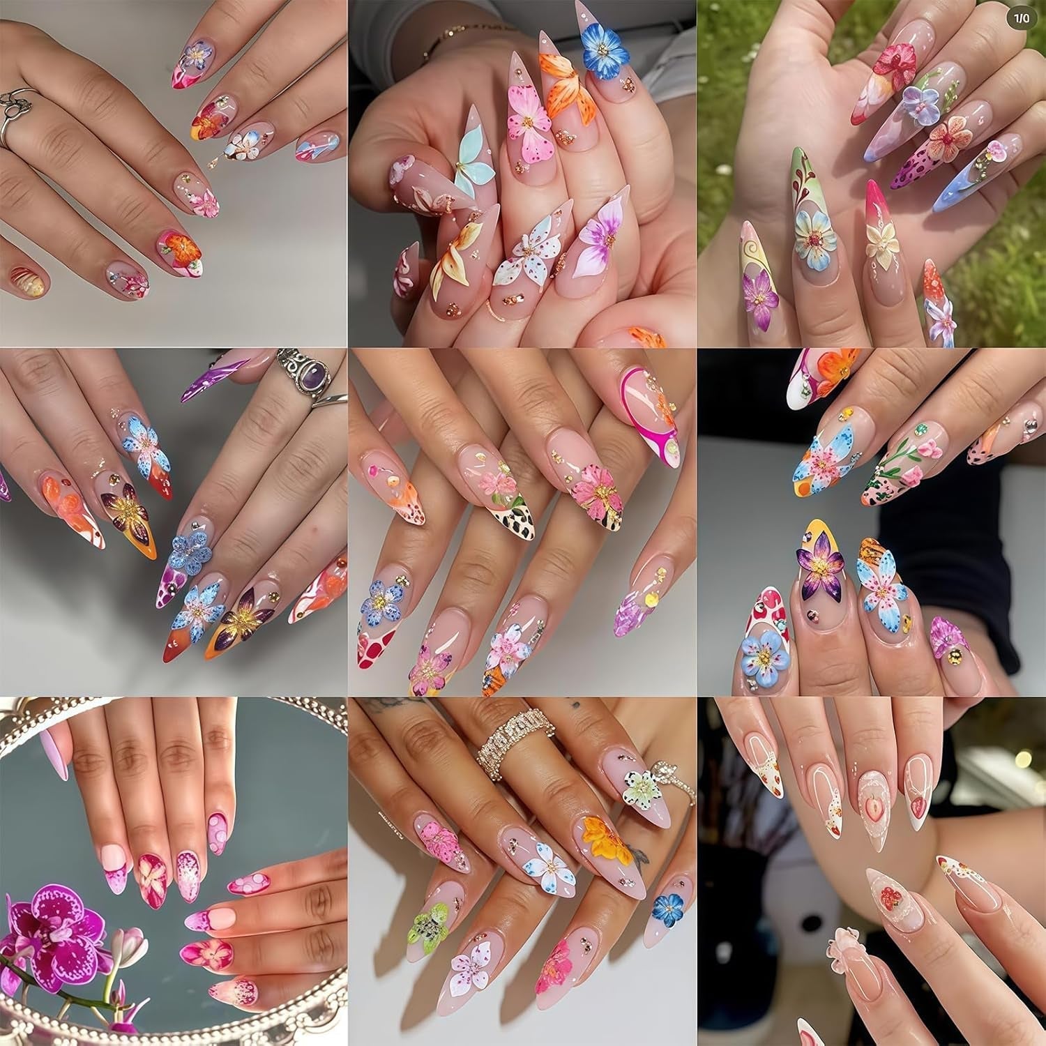 50 Stück 3D Blume Nail Charms Set, Bunte Nageldesign Zubehör, Nägel Charms Och Nagel Art Charms, Perfekt Für Nailart, Maniküre Dekoration Och DIY Nageldesign
