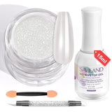 Saviland Chrome Nail Powder Set - Pink Laser Chrome Nail Powder Mirror Effect Laser Nail Art, Nail Glitter Manikyr Dekorativt pulver med svamppinnar, Nail Glitter Powder Nagelsalong