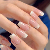 360st Gradient Ballerina False Nails Set, Rosa Vit Gradient Limmade konstgjorda naglar med 2st Nail Oil Pens, Ombre Medium Fake Nails for Women DIY