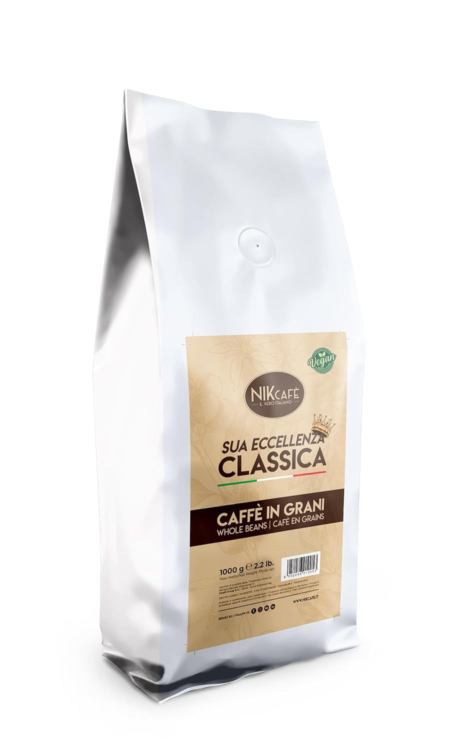 NIK CAFE' – Classico-blandning – rostade kaffebönor. Hans excellens, den robuste. 100% robust
