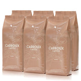 CARROUX Crema hela kaffebönor (6 x 500g) - Premium kaffebönor från Hamburg - Nyrostade traditionellt