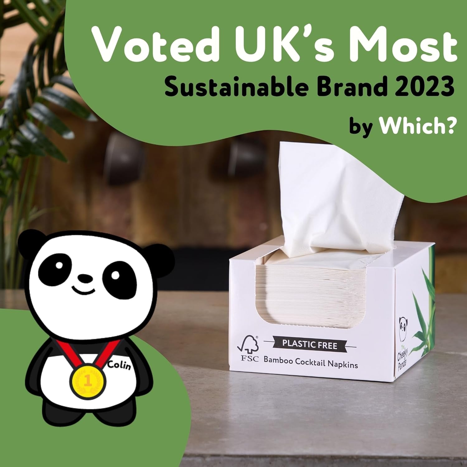 The Cheeky Panda Bamboo Cocktail Servetter | vita servetter 100 stycken pappersservetter
