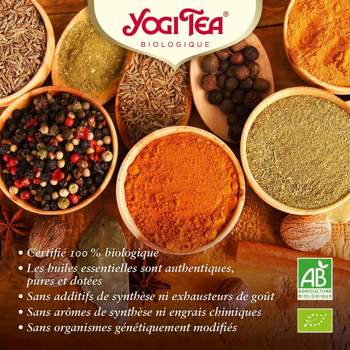 Yogi Tea - Kurkuma Chai Ekologiskt kryddat ayurvediskt te Koffeinfritt Gurkmeja Kanel Ingefärsblandning Yogi Te Lös 8 x 90 g (720 g) Förpackning Idealisk present