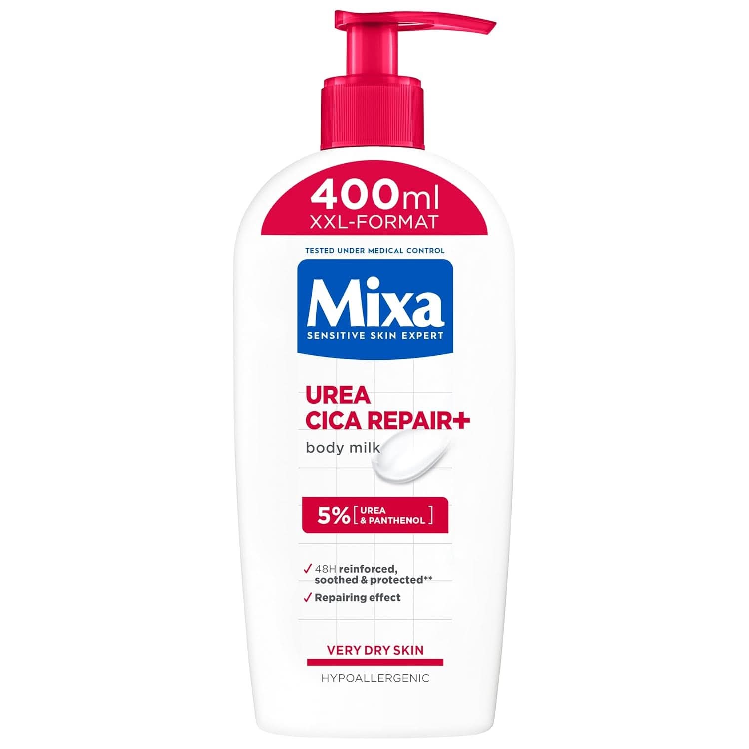 Mixa Urea Cica Body Lotion XXL, Med urea och regenererande panthenol, Lugnande och skyddande kroppsmjölk, För torr hud, 400 ml Dusch och bad Naty Shop