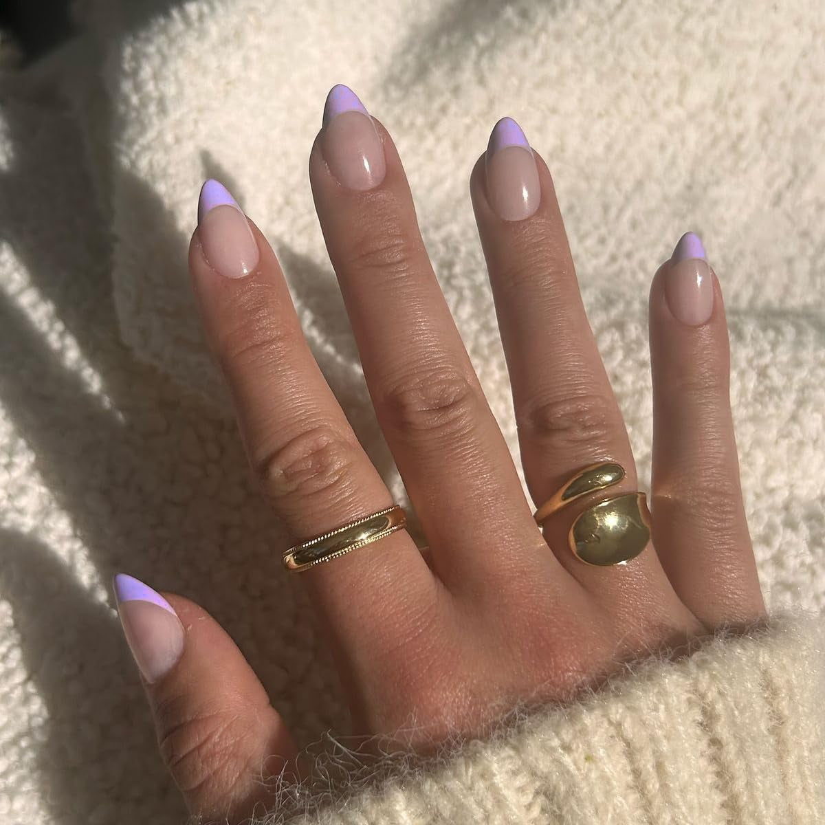 Långa franska spetsar guldglitterlim på långa fyrkantiga naglar Glitter franska spetsar lösnaglar set fyrkantiga konstgjorda naglar för kvinnor 24st