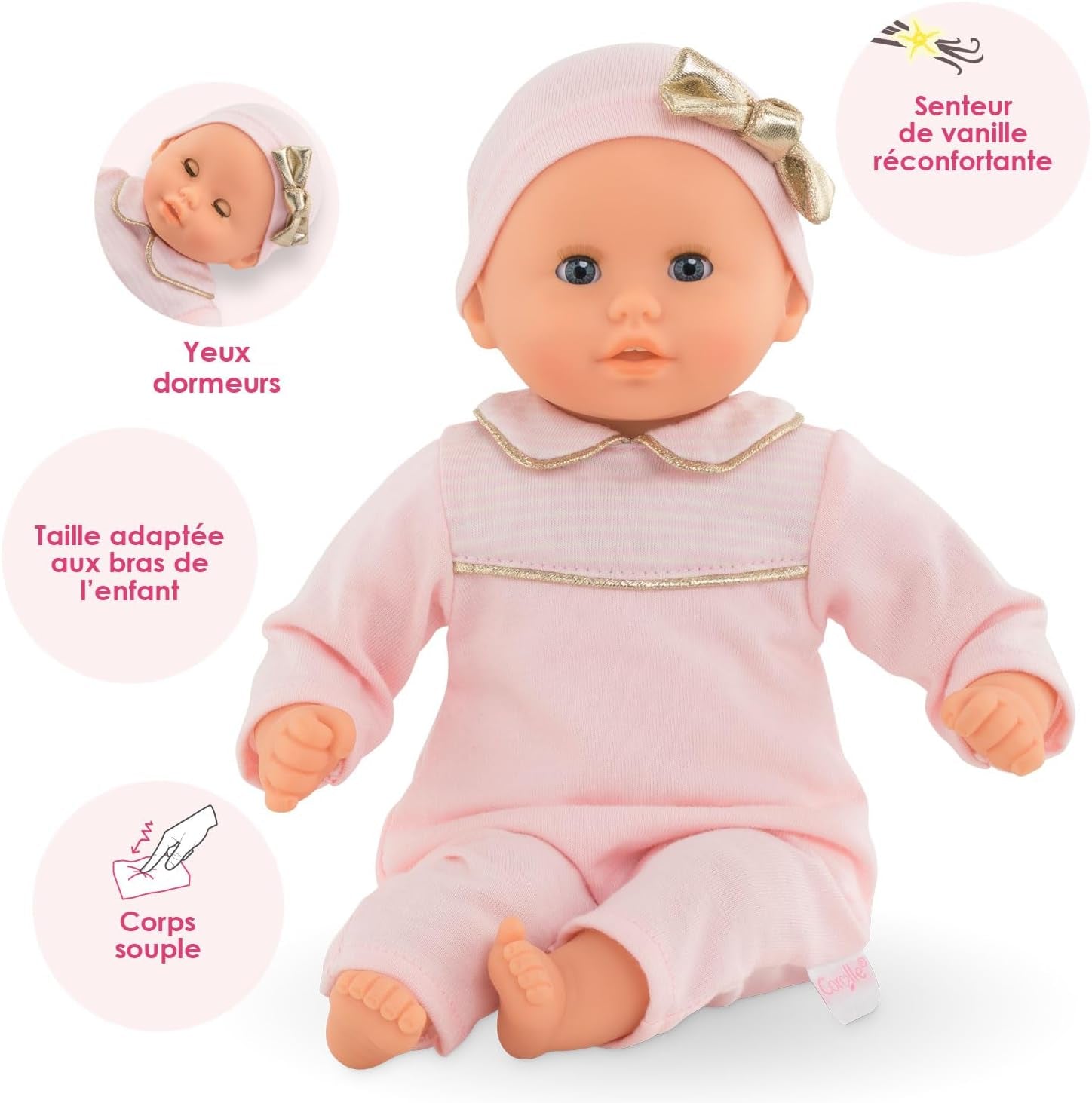 Corolle 9000100270 - Mån Premier Poupon Calin Manon fransk docka med talisman och vaniljdoft