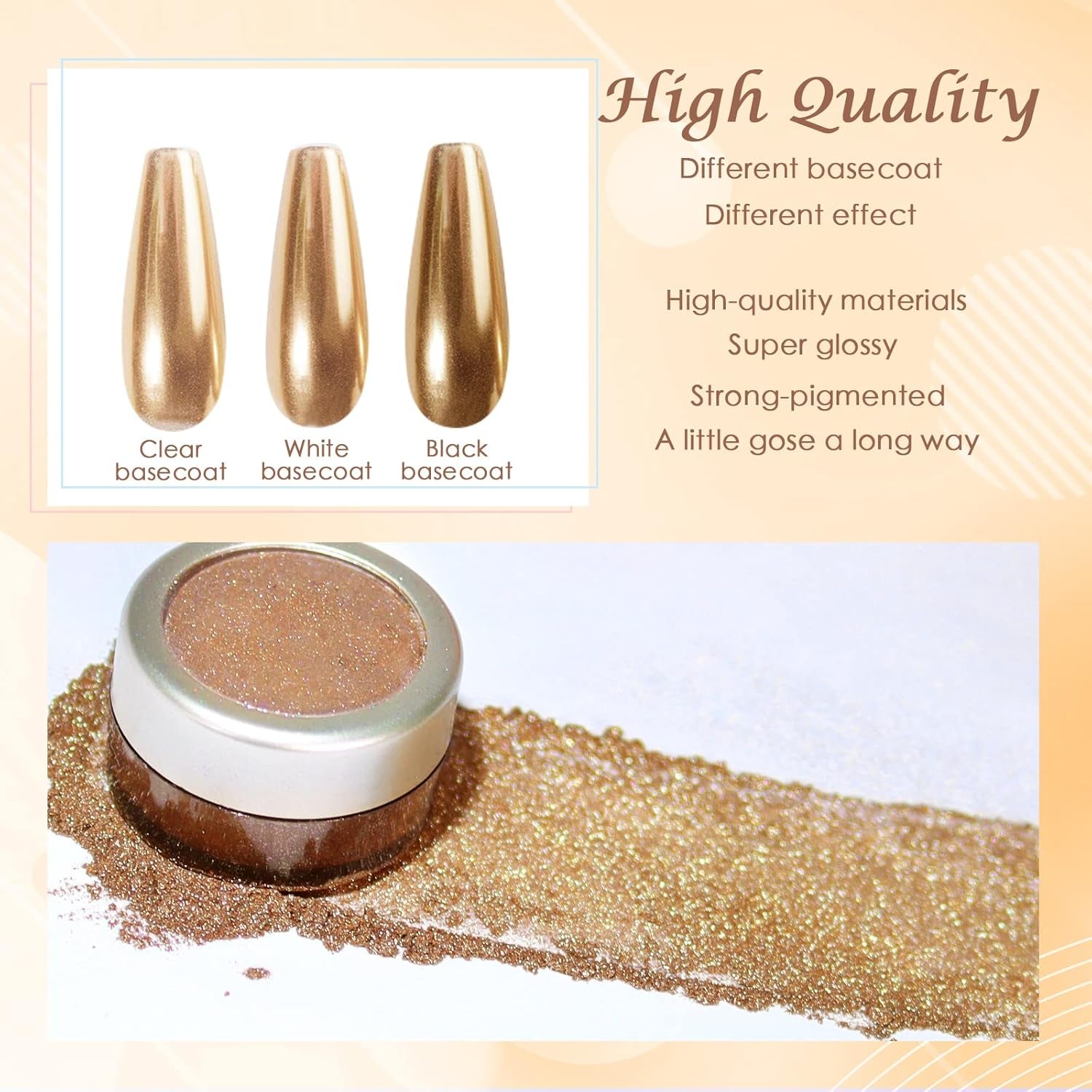 Chrome Nagel Pulver Spiegel Effekt Metallic Staub Holographische Glitter Glasierte Maniküre Dekoration Reflektierendes Pigment Für DIY Gel Polish Nail Art, Harz Handwork, Geschenke Für Gold
