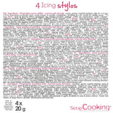 Scrapcooking - 4-delade markörer: guld, choklad, vit och röd - dekorativa ätbara pennor för att skriva och rita på desserter, kakor och kex