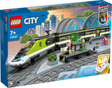 LEGO City Passenger Express Train, fjärrstyrt tågset, järnvägsleksak med strålkastare, 2 vagnar och 24 spårelement, present till barn, pojkar och flickor 60337 Byggset Besuche den LEGO-Store