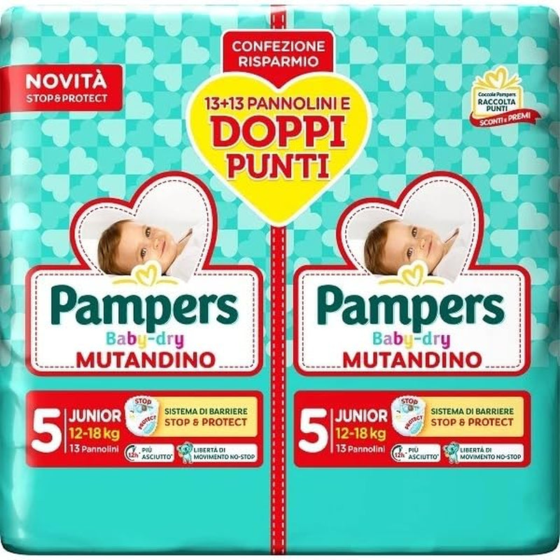 Pampers Baby Dry Juniorblöjor, DWCT Twin Pack, storlek 5 (12-18 kg), 28 blöjor