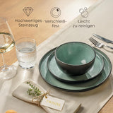 Twinzee 24-delat servisset i stengods för 6 - Skål- och tallrikset - Stengods som kan användas i mikrovågsugn - Riviera Collection