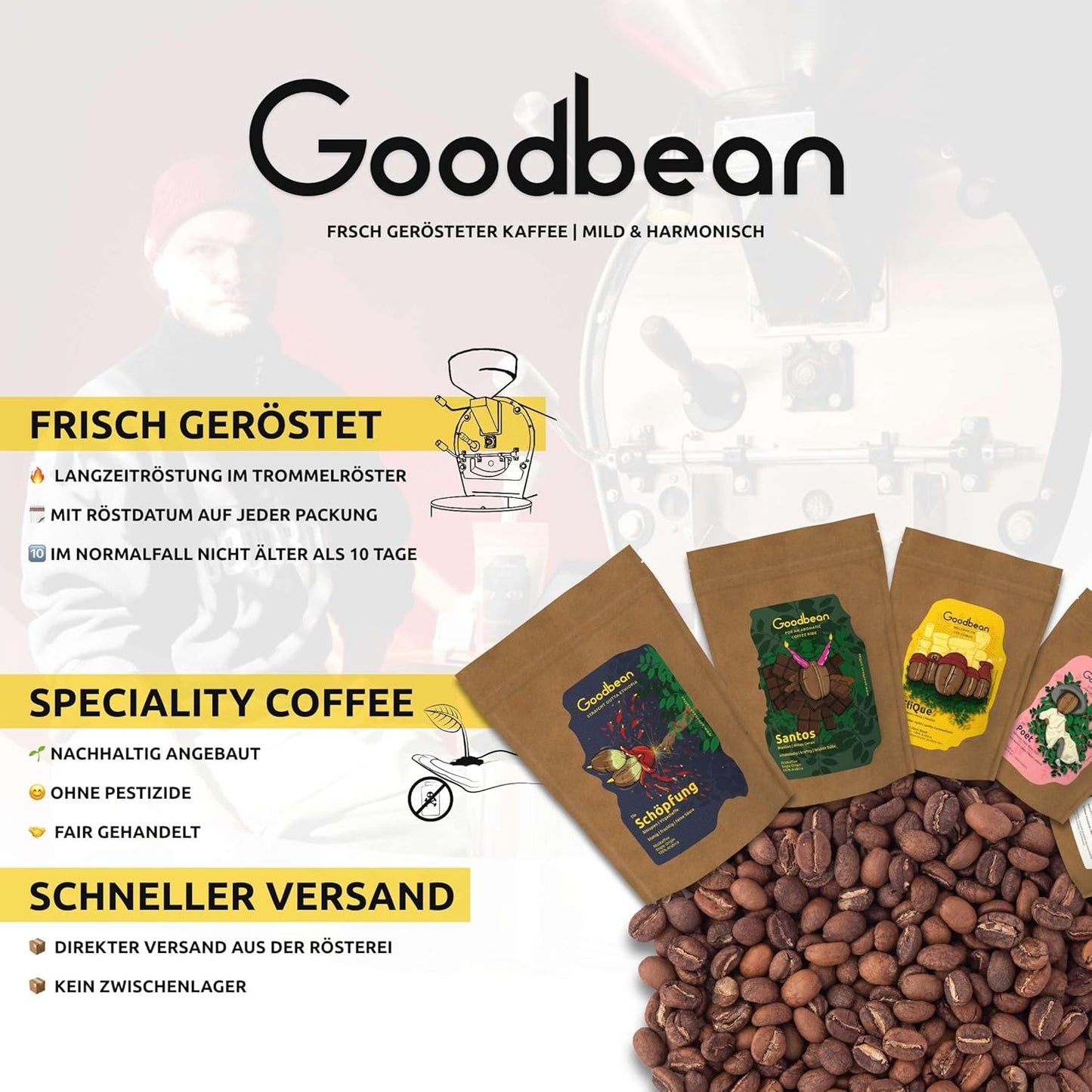 Discovery - Espresso | Kaffebönor 500g - 100% Arabica | för helautomatiska maskiner/portafilter/espresso | Hela kaffebönor | Färska kaffebönor
