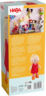 HABA 302108 - Annelie docka, tygdocka med kläder och hår, 30 cm, leksak från 18 månader, röda Dolls Naty Shop