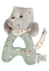 Lilly Cat Sterntaler Catch Toy - Motoraktivitetsleksak för skallra, beröring och lek - Plyschleksak för spädbarn och barn med skallra som lojal vän - Grå mjukt tyg babyleksak Bebe Naty Shop Toys