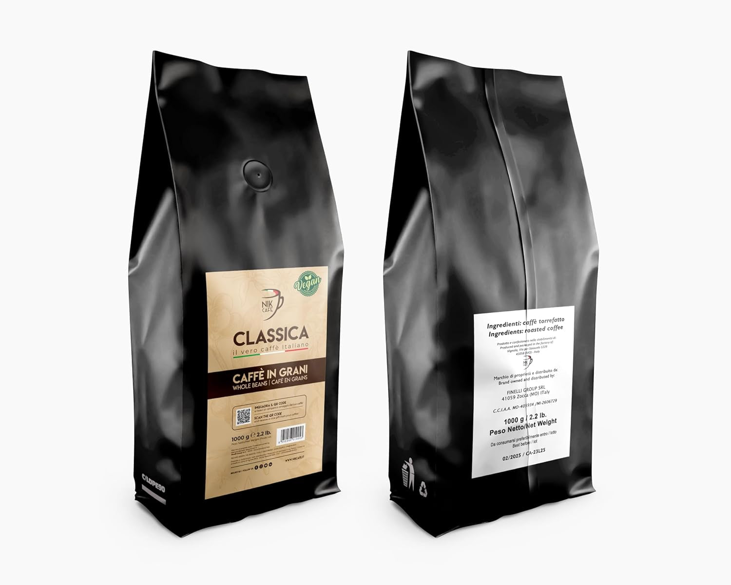 NIK CAFE' – Classico-blandning – rostade kaffebönor. Hans excellens, den robuste. 100% robust