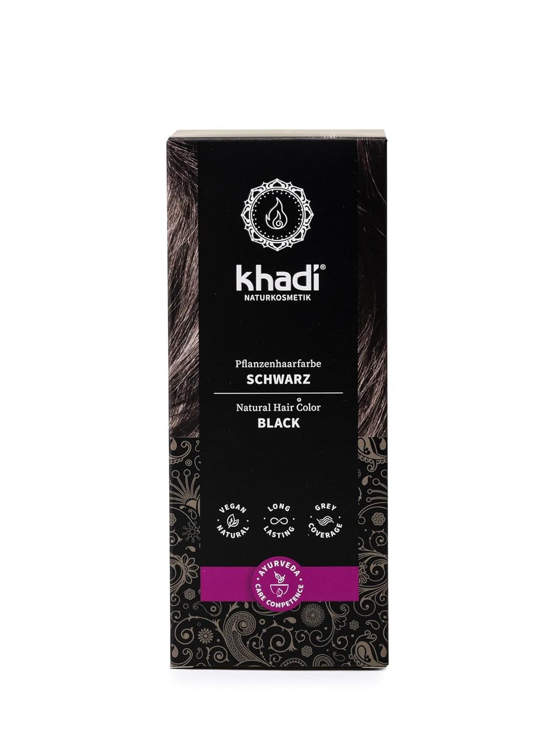 khadi ört-hårfärg SVART - Färga ditt hår mystiskt djupt svart utan en blå nyans - 100% ört, naturligt och veganskt - 100g Hårfärgning Naty Shop Standardtitel