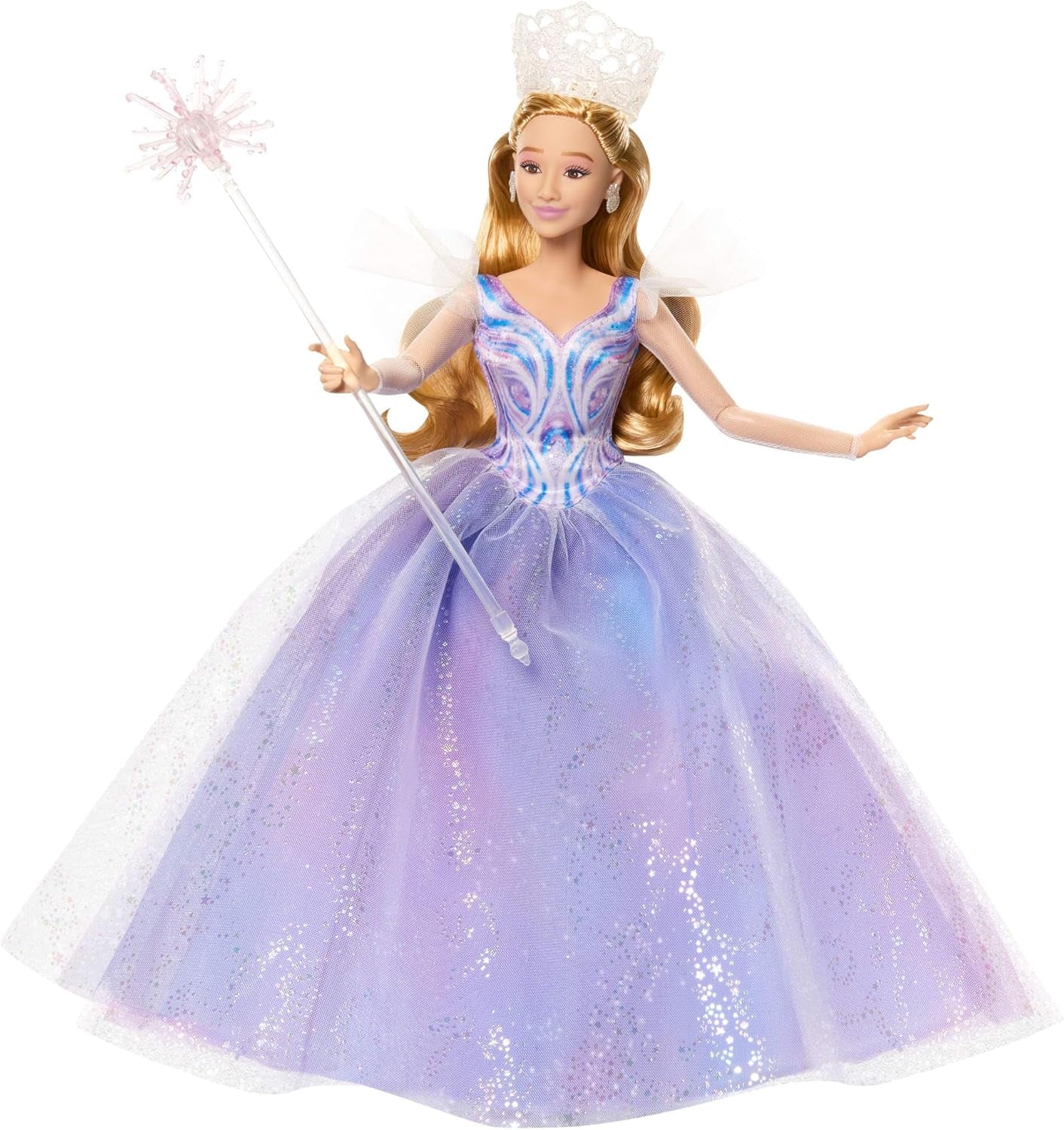 Mattel Wicked: Part 2 av Universal Pictures Glinda Deluxe Doll med avtagbar outfit och 3 tillbehör, inspirerad av filmen, JFM13, [Multicolor]