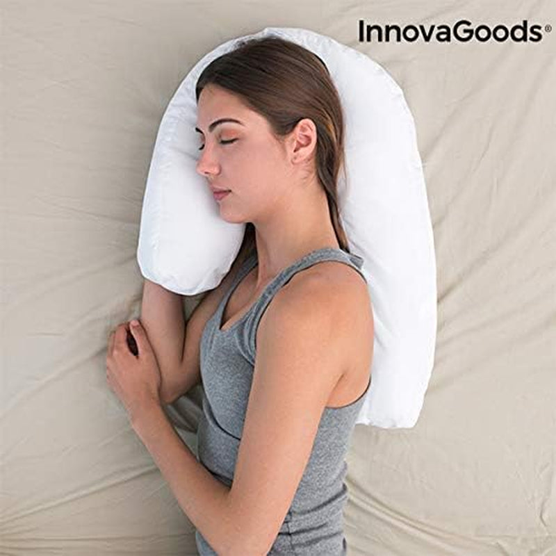Innovagoods Ergonomisk U-formad kudde för sidoslipare, idealisk för graviditet, främjar lugn andning, minskar snarkning, bomull och polyester, vit, 39 X 57 X 14 cm Cervikala ortopediska kuddar Naty Shop