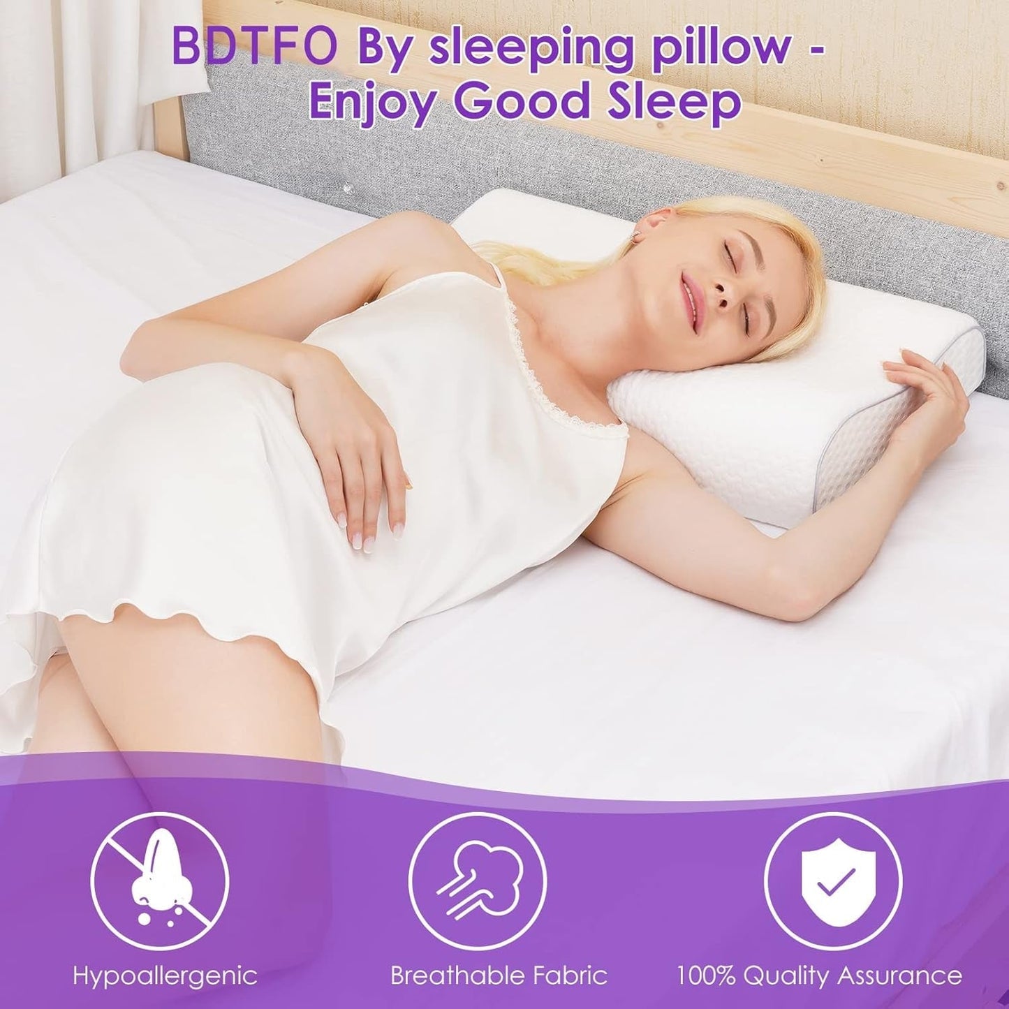 BDTFO Nacksmärta Memory Foam Kudde Ortopedisk cervikal konturkudde Nackstöd för rygg Magsömn med Tvättbart Andningsdragkedjeskydd Cervikal Ortopediska Kuddar Naty Shop