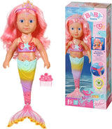 BABY Born Little Sister Mermaid 46 cm Vattentät sjöjungfrudocka med långt hår och rörlig glitterfena, inkl. tiara och kam, 833681 Zapf Creation Dolls Naty Shop Single