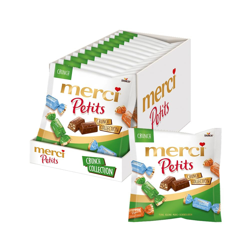 Merci Petits kaffegrädde - 12 x 125 g - Små vita chokladpraliner på fin choklad med kaffegrädde - individuellt inslagna chokladpraliner